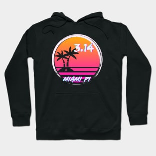 Pi Vaporwave Sunset 80s Pink and Orange 3.14 Miami Pi Hoodie